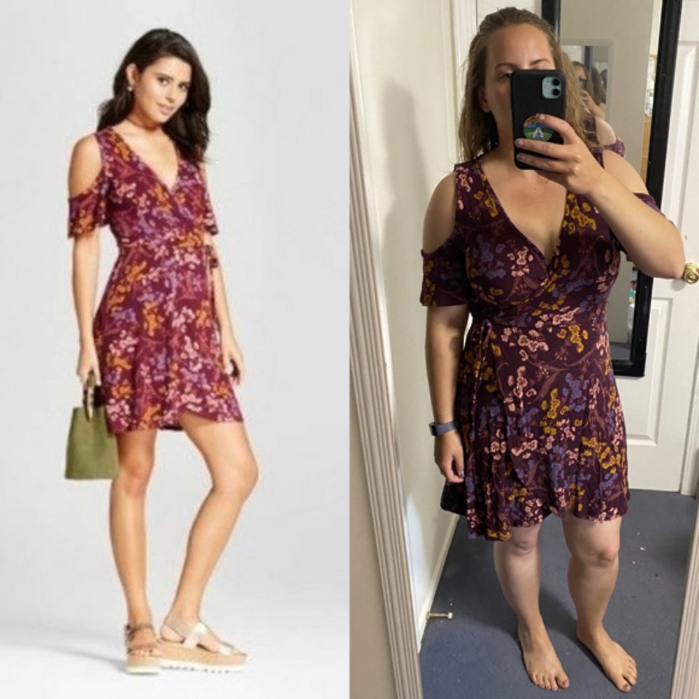 🌟 2/$10 Xhilaration Cold-Shoulder Faux Wrap Dress
